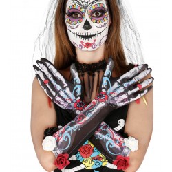 Gants Long Dia de Los Muertos