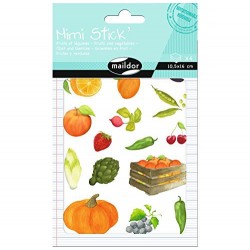 Planche de Stickers, Mini Stick Les Fruits et Légumes - Maildor