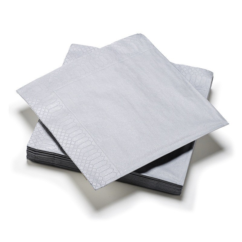 Serviette En Papier Unie Argent