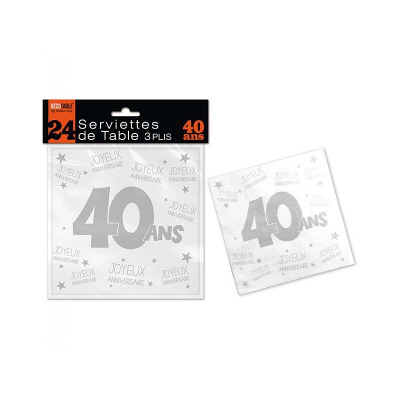 24 Serviettes De Table 40 Ans Coti Jouets Accessoires De Fetes Et Decoartion A Themes