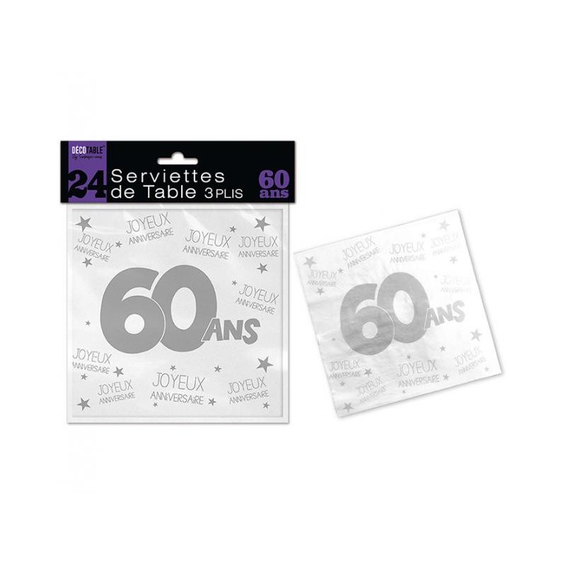 24 Serviettes De Table 60 Ans Coti Jouets Accessoires De Fetes Et Decoartion A Themes 24 Serviettes De Table 60 Ans Coti Jouets Accessoires De Fetes Et Decoartion A Themes