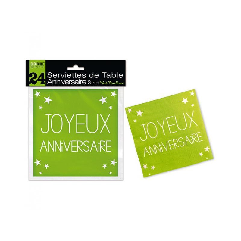 24 Serviettes De Table Joyeux Anniversaire Vert Coti Jouets Accessoires De Fetes Et Decoartion A Themes 24 Serviettes De Table Joyeux Anniversaire Vert Coti Jouets Accessoires De Fetes Et Decoartion A Themes