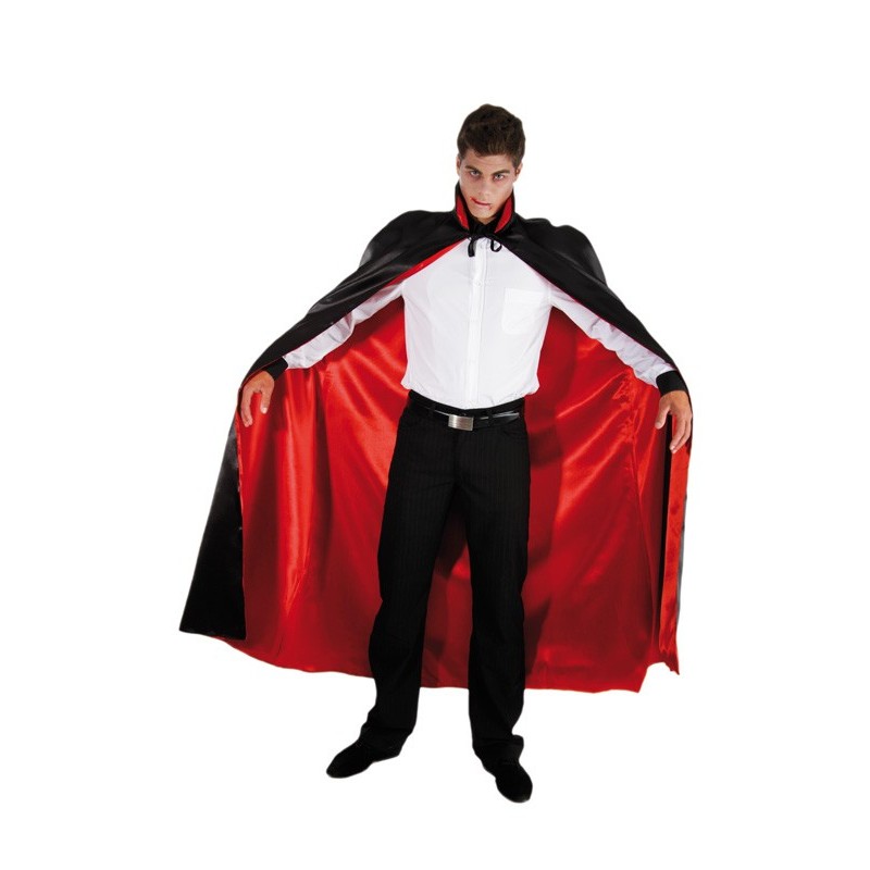 Déguisement Cape de Dracula Satin Rouge et Noir 152cm