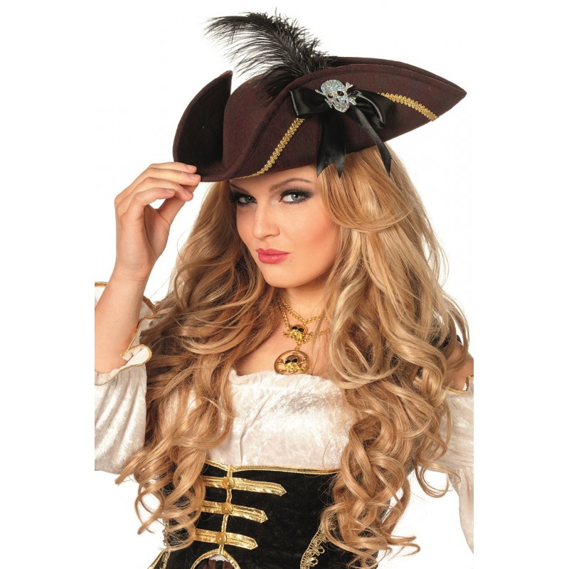 JapanAttitude Tricorne de Pirate Marron Adulte