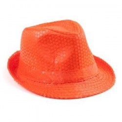 Chapeau Borsalino Paillettes Sequins Jaune Fluo