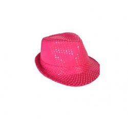 Chapeau Borsalino Paillettes Sequins Orange Fluo