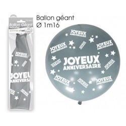 Ballon de Baudruche Géant Joyeux Anniversaire Argent