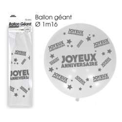 Ballon Géant Blanc Joyeux Anniversaire 80cm Diamètre