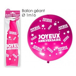 Ballon de Baudruche Géant Joyeux Anniversaire Rose Fuchsia