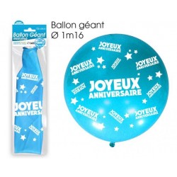 Ballon Géant Turquoise Joyeux Anniversaire 80cm Diamètre