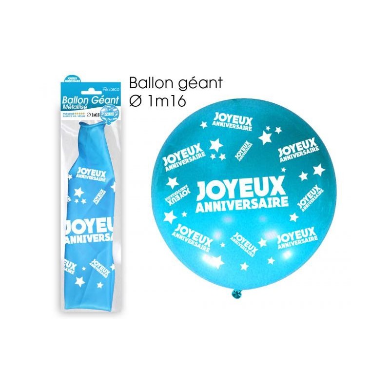 Ballon de Baudruche Géant Joyeux Anniversaire Bleu