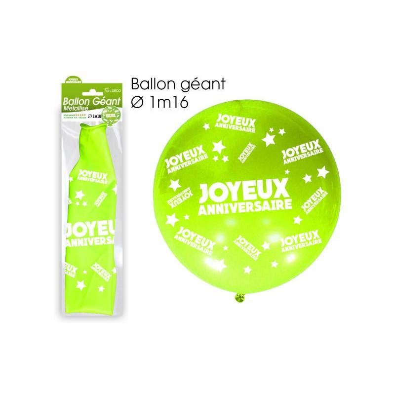 Ballon de Baudruche Géant Vert Anis Joyeux Anniversaire