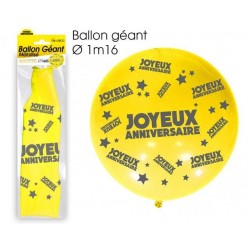 Ballon de Baudruche Géant Joyeux Anniversaire Jaune