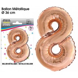 Ballon Chiffre Métallique Cuivre 8