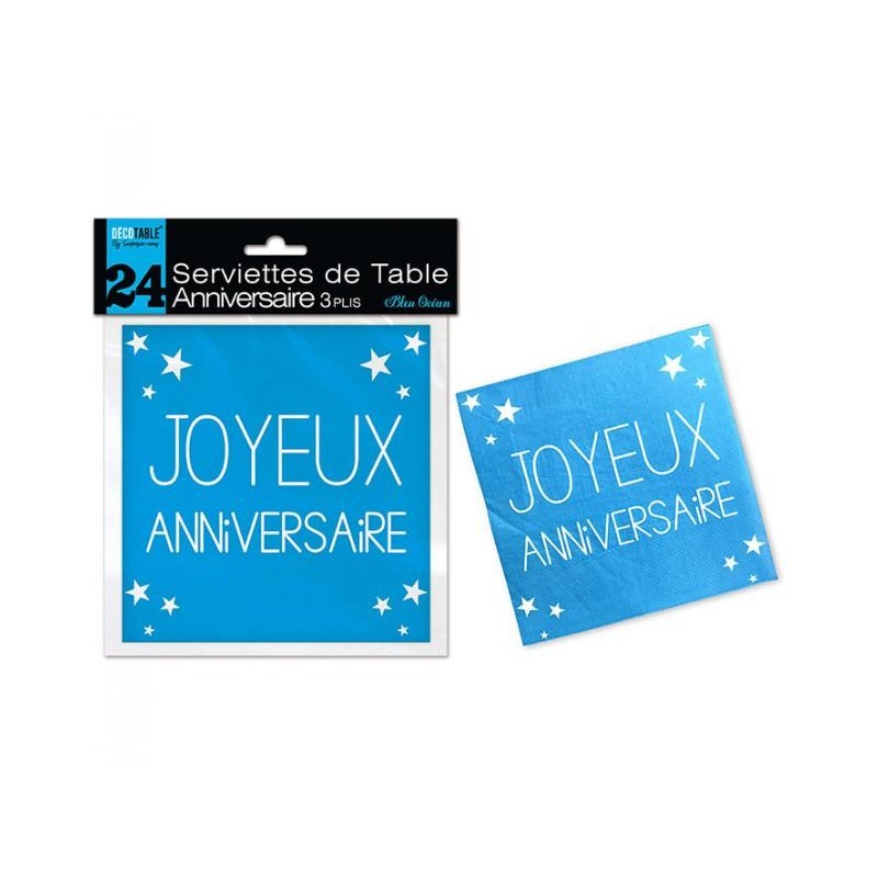 Serviette En Papier Joyeux Anniversaire Bleu Serviette En Papier Joyeux Anniversaire Bleu