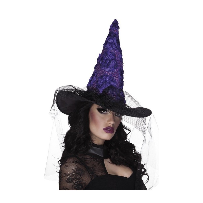 Chapeau de Sorcière Violet à Sequins