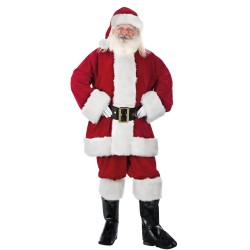 Costume de Père Noël Américain en Peluche Epaisse 7 Pièces