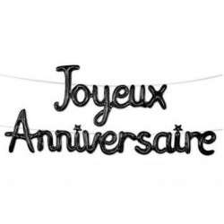 Guirlande Ballon Métallique Joyeux Anniversaire Noir