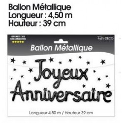 Guirlande Ballon Métallique Joyeux Anniversaire Noir