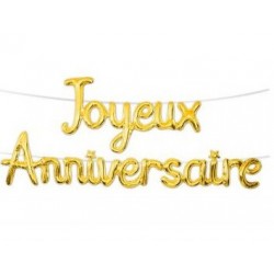 Guirlande Ballon Métallique Joyeux Anniversaire Or