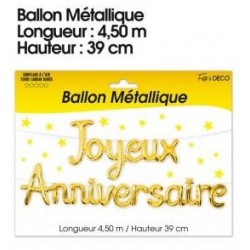 Guirlande Ballon Métallique Joyeux Anniversaire Or