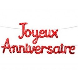 Guirlande Ballon Métallique Joyeux Anniversaire Rouge