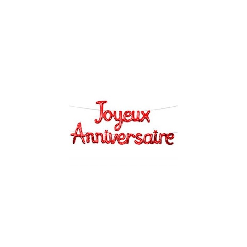 Guirlande Ballon Métallique Joyeux Anniversaire Rouge