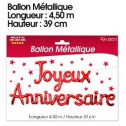 Guirlande Ballon Métallique Joyeux Anniversaire Rouge