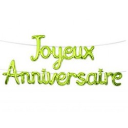 Guirlande Ballon Métallique Joyeux Anniversaire Vert