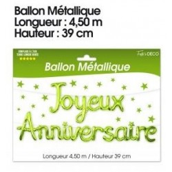 Guirlande Ballon Métallique Joyeux Anniversaire Vert