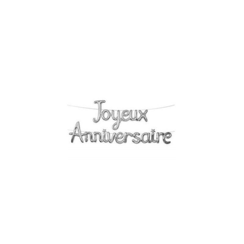 Guirlande Ballon Métallique Joyeux Anniversaire Argent