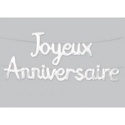 Guirlande Ballon Métallique Joyeux Anniversaire Blanc