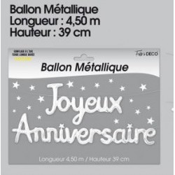 Guirlande Ballon Métallique Joyeux Anniversaire Blanc