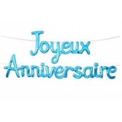 Guirlande Ballon Métallique Joyeux Anniversaire Bleu