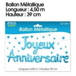 Guirlande Ballon Métallique Joyeux Anniversaire Bleu