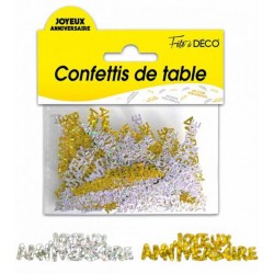 Confettis de Table Joyeux Anniversaire Or / Argent