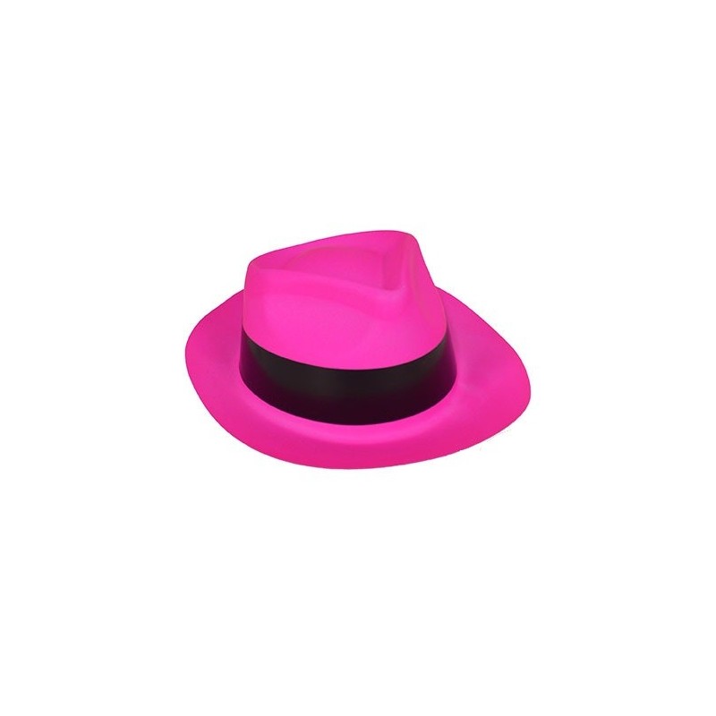 Chapeau Gangster PVC Rose Fluo - Coti Jouets, spécialiste en