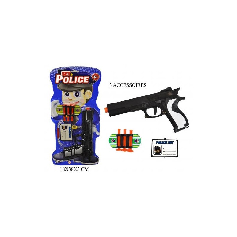 Pistolet à Flèches Police 22 cm avec 2 Cibles