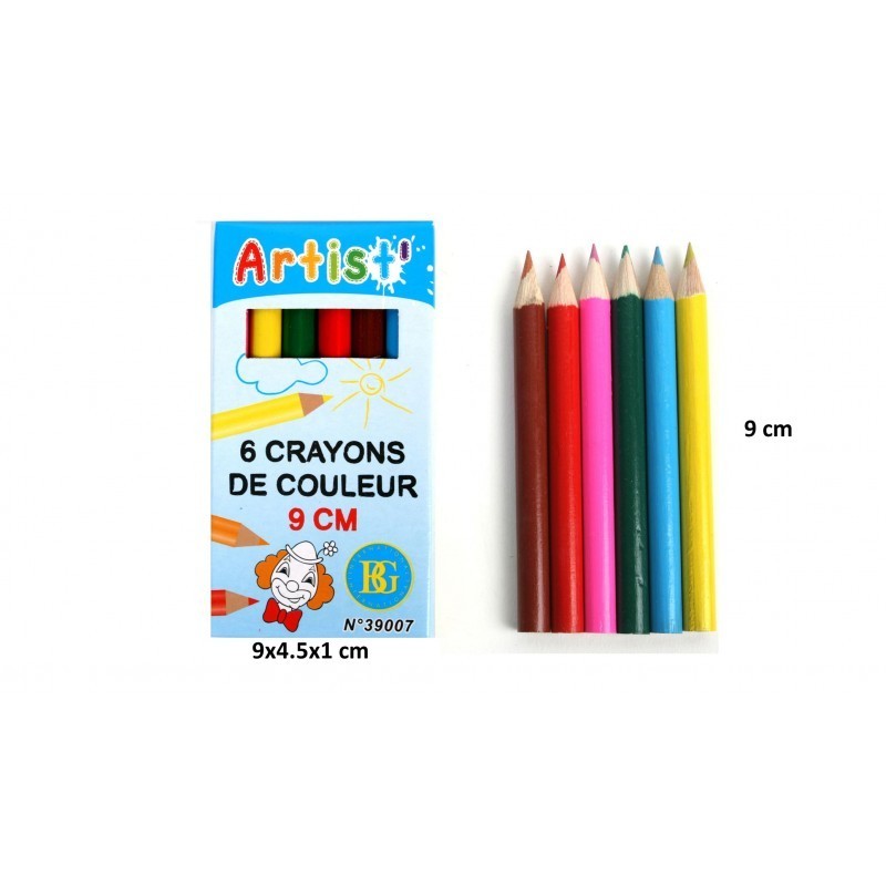 Set de 6 Petits Crayons de Couleur 9cm Dessin Artiste Coloriage Enfant  Adulte