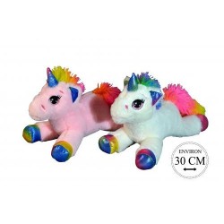 Peluche Licorne Couchée Arc-en-Ciel 30cm