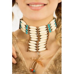 Collier Indien Crème et Turquoise