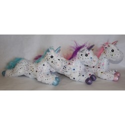 Peluche Licorne Couchée Paillettes Etoiles 38cm