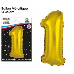 Ballon Chiffre Métallique Or 1
