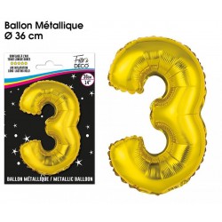 Ballon Chiffre Métallique Or 3