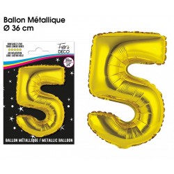 Ballon Chiffre Métallique Or 5