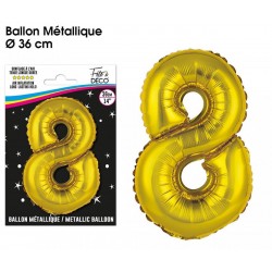 Ballon Chiffre Métallique Or 8