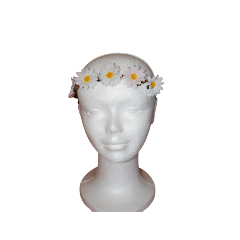 Couronne de Fleurs Elastique Blanc