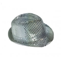 Chapeau Borsalino Paillettes Sequins Argent