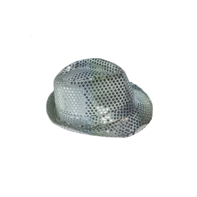 Chapeau Borsalino Paillettes Sequins Argent