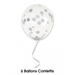 Ballons de Baudruche Confettis Argent